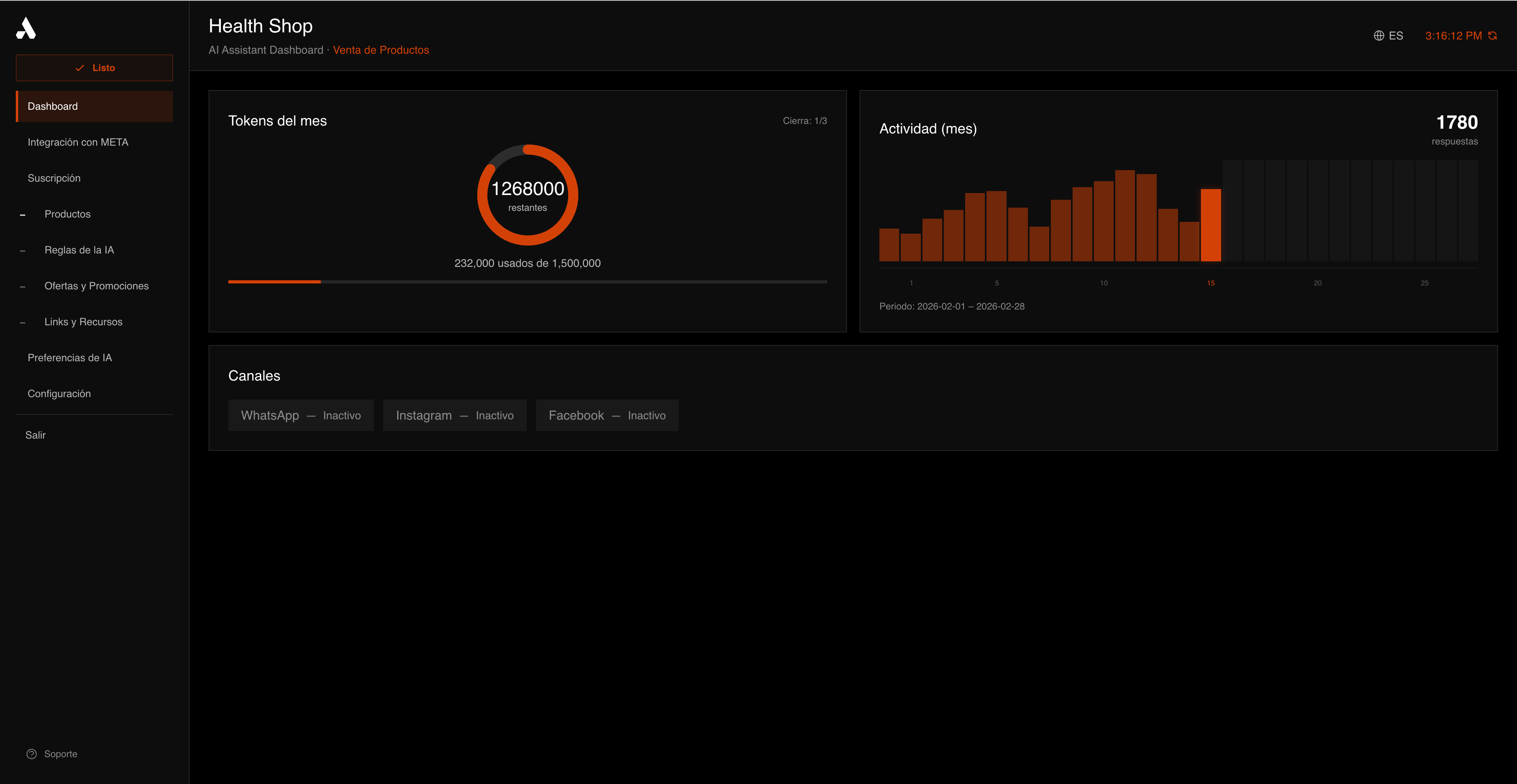 ABA AI V2 — Dashboard Configuration